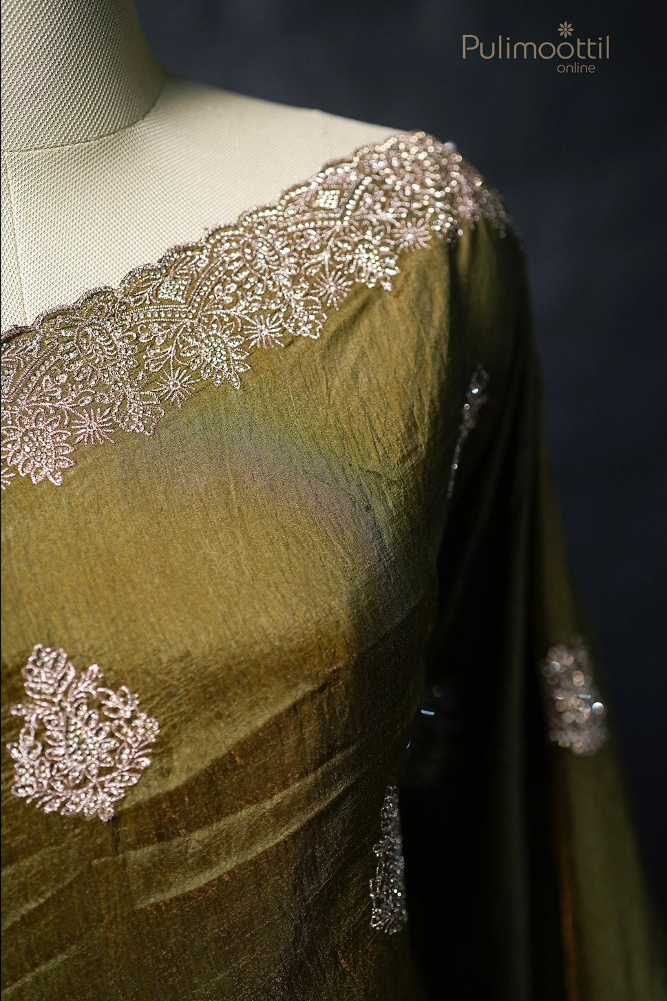 Olive Brown Colour Fancy Sareee