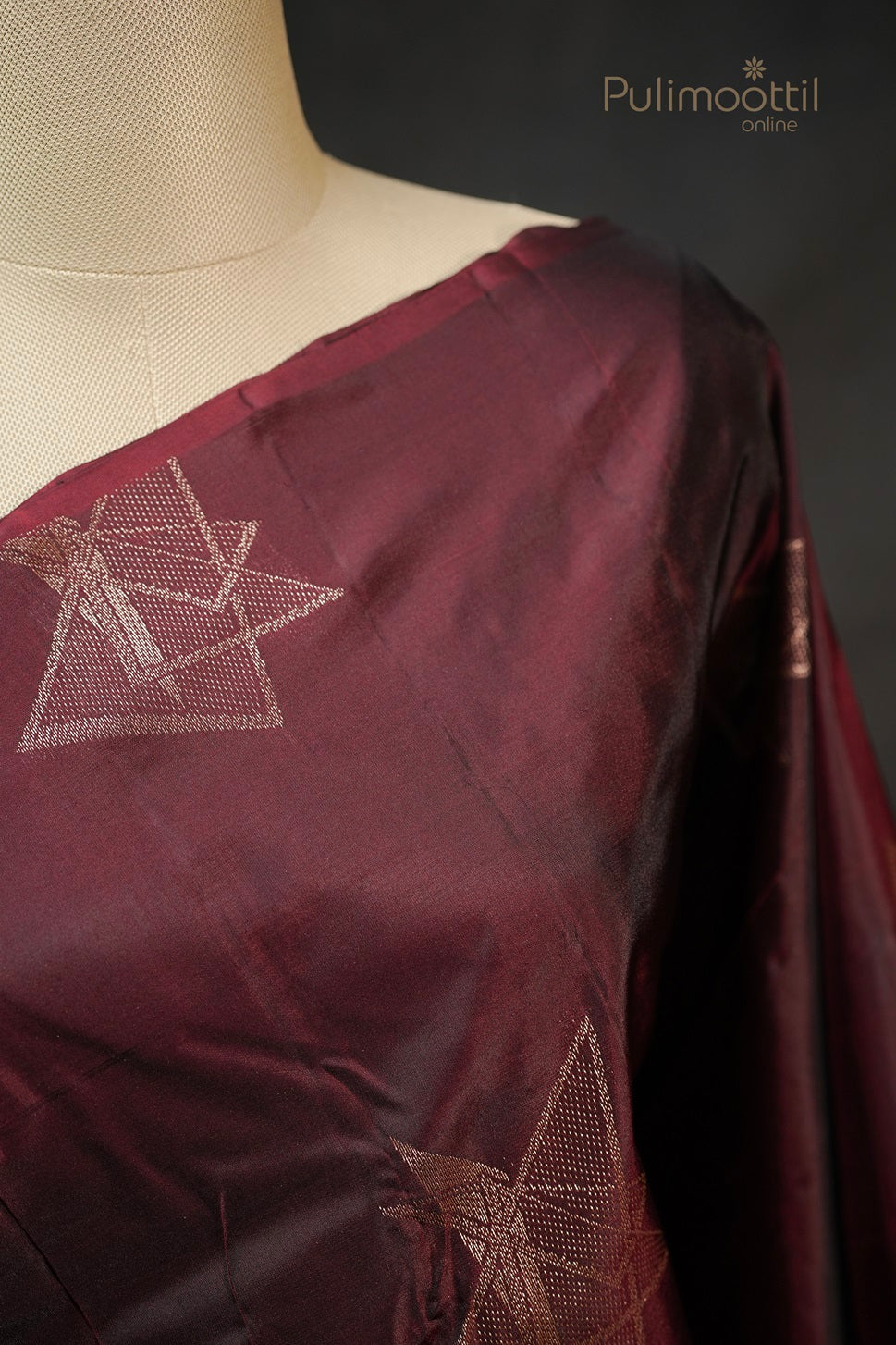 Dark Maroon Colour Semi Kanchipuram Saree