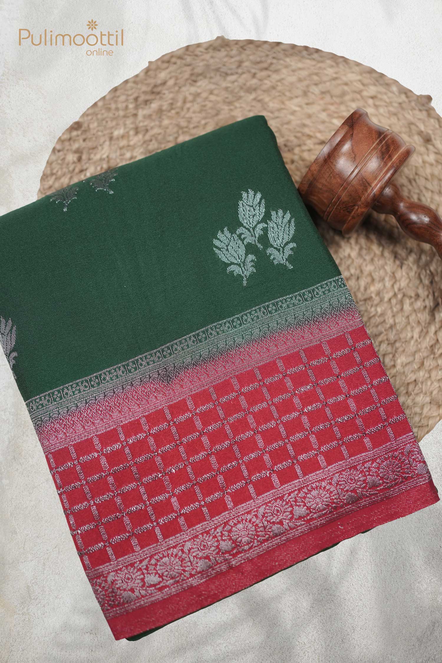 Bottle Green Colour Banarasi Saree.