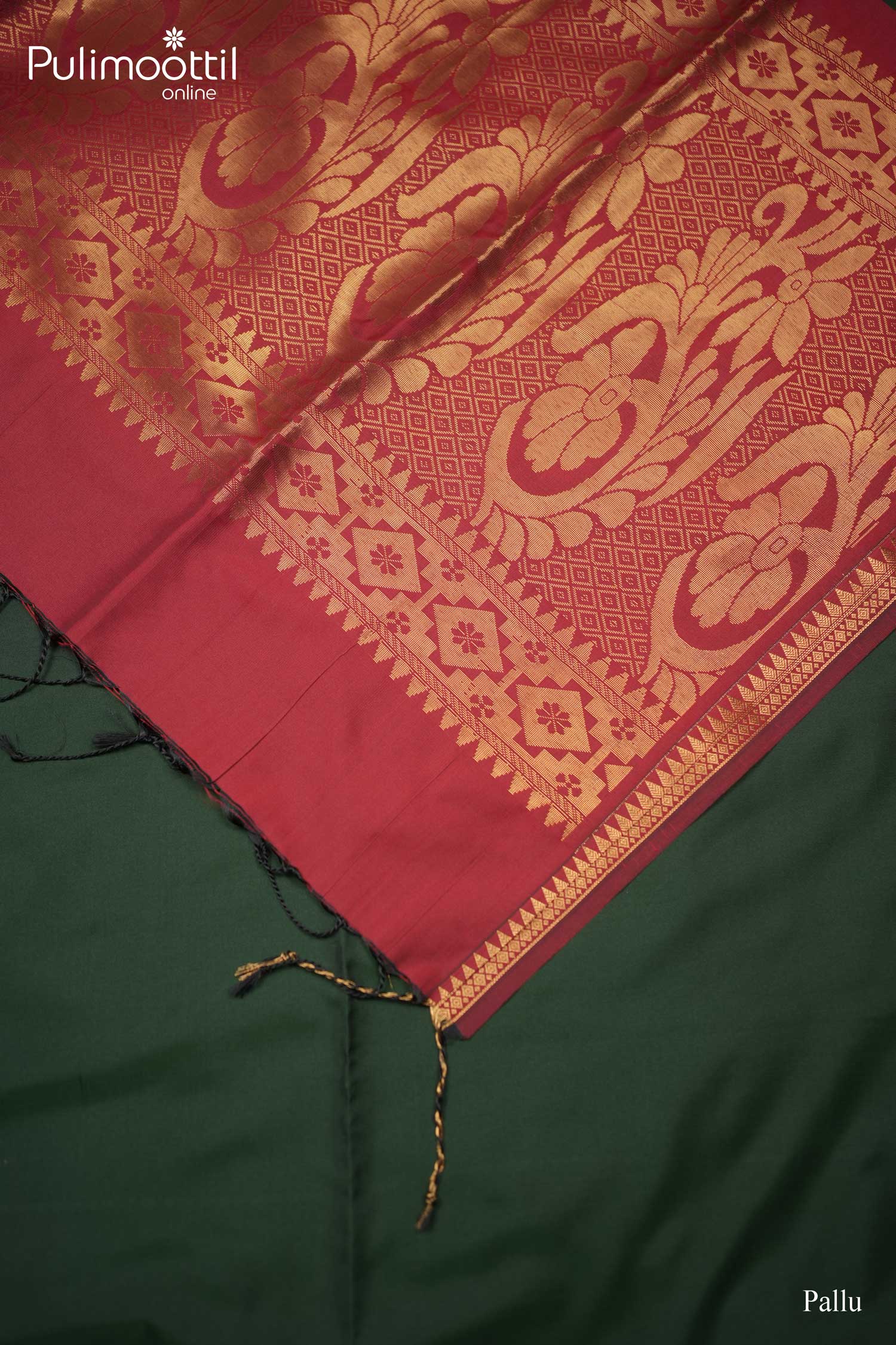 Bottle Green Colour Semi Silk Saree.