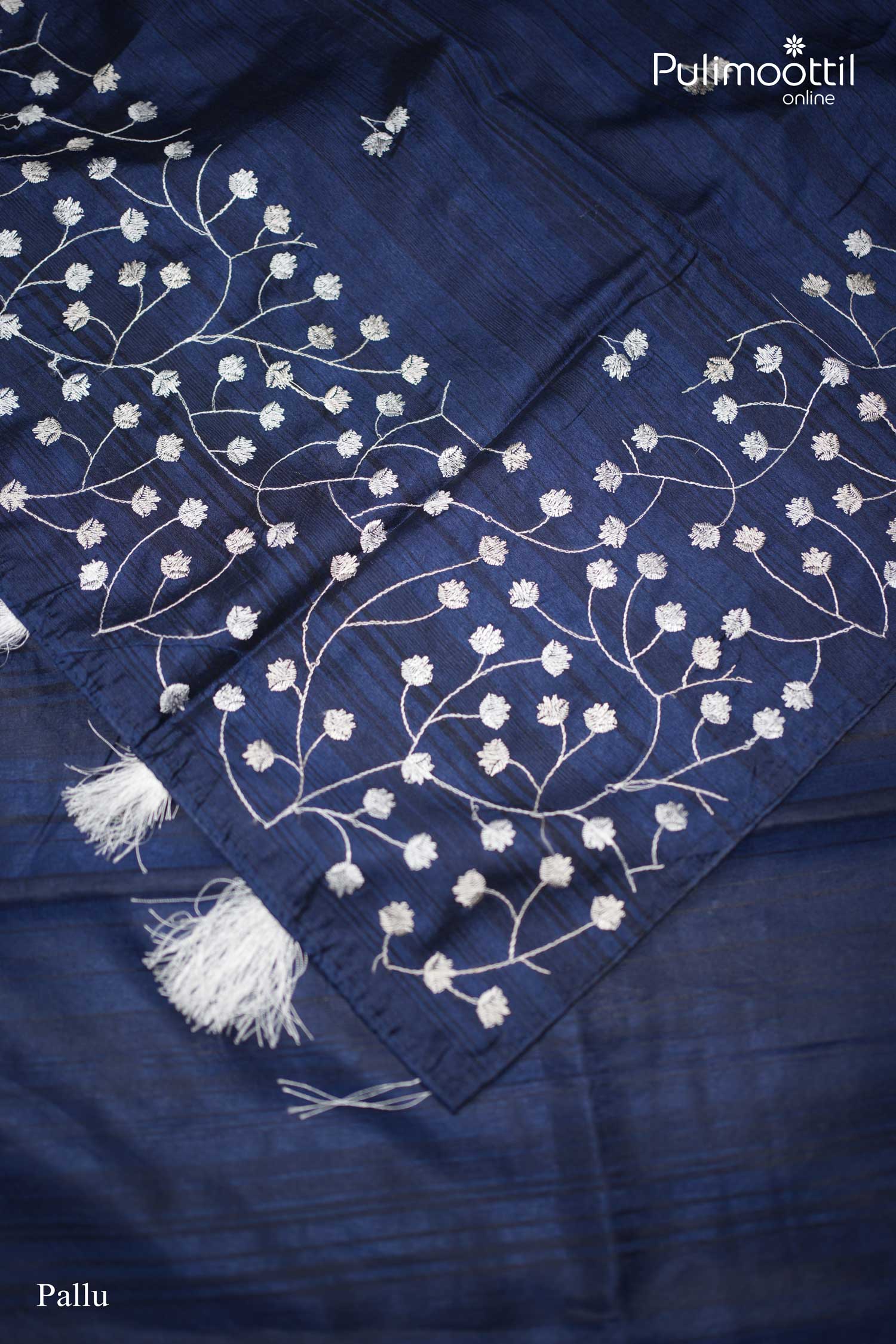Navy Blue Semi Tussar Saree.