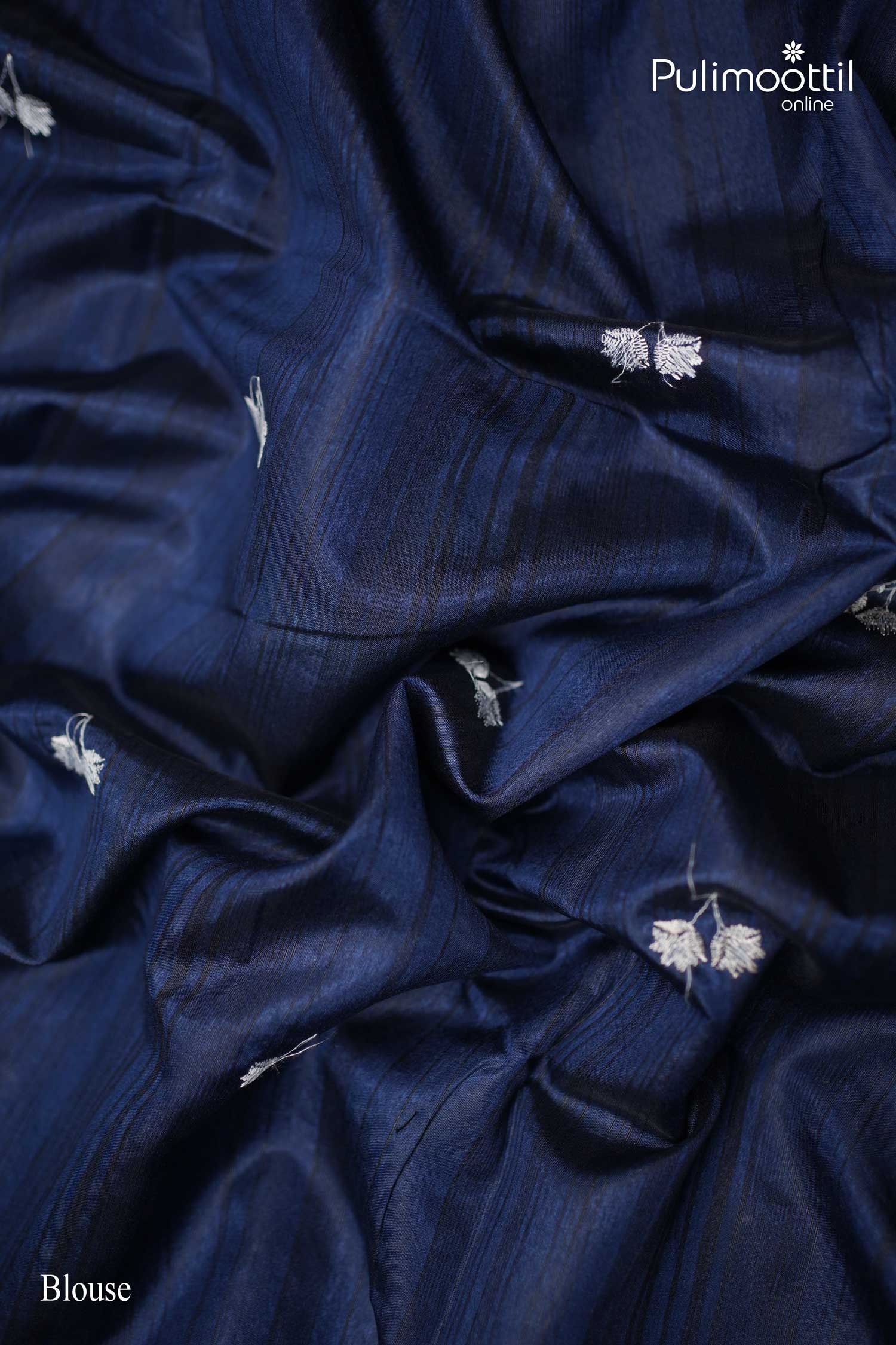Navy Blue Semi Tussar Saree.
