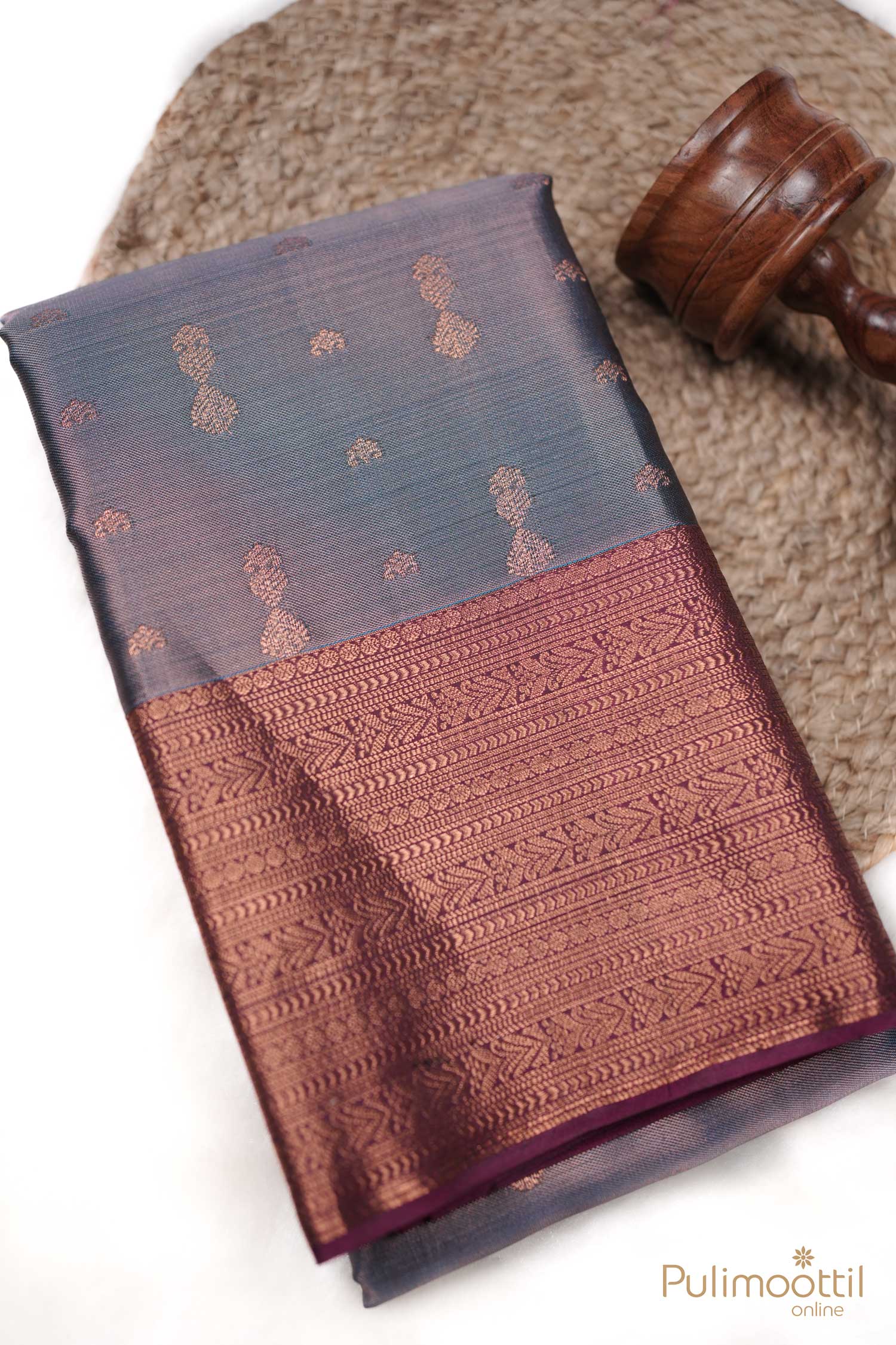 Grey Colour Tissue Semi Silk Saree.