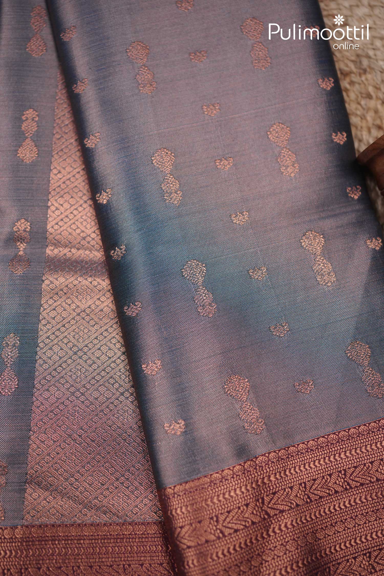 Grey Colour Tissue Semi Silk Saree.