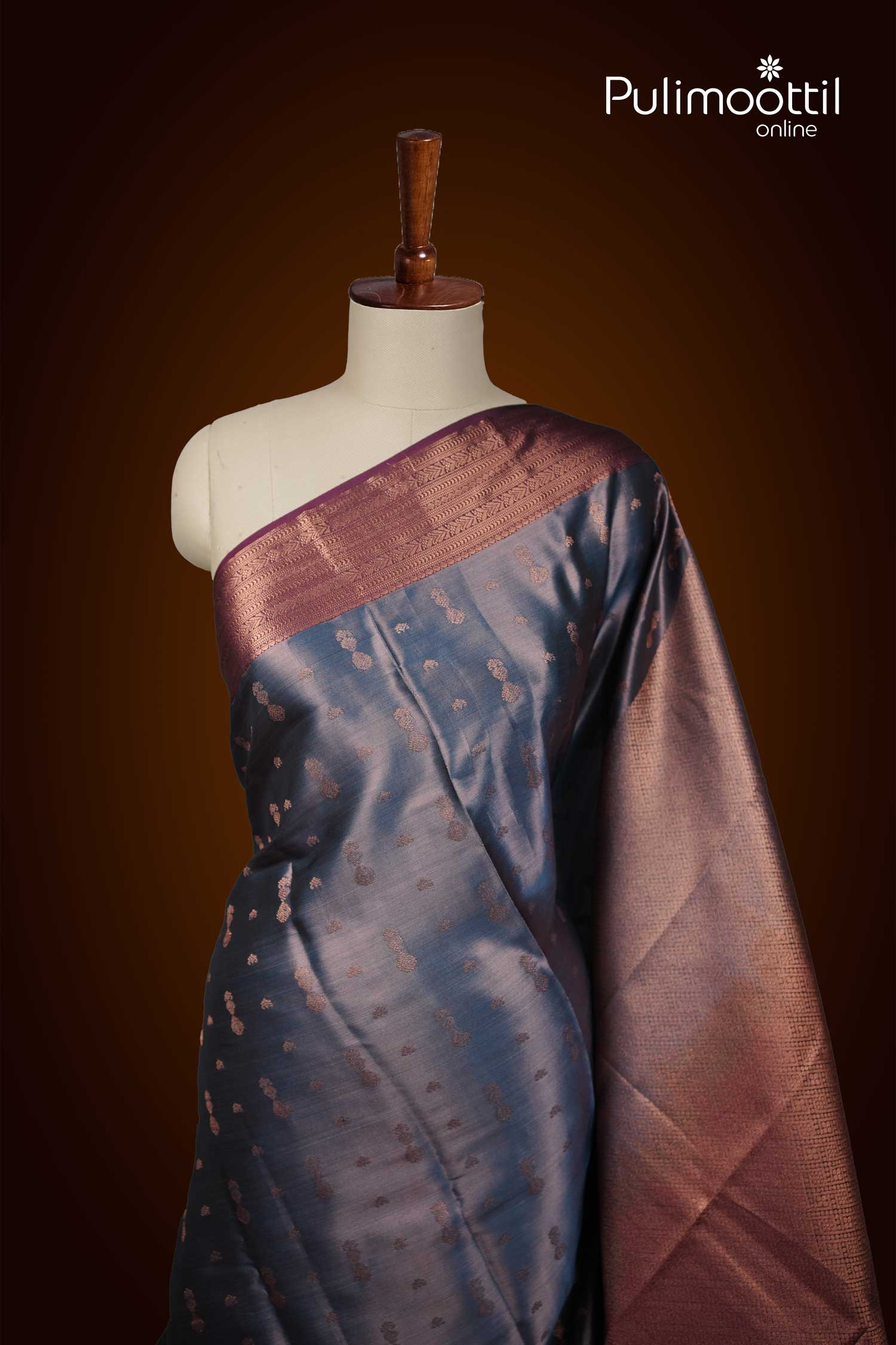 Grey Colour Tissue Semi Silk Saree.