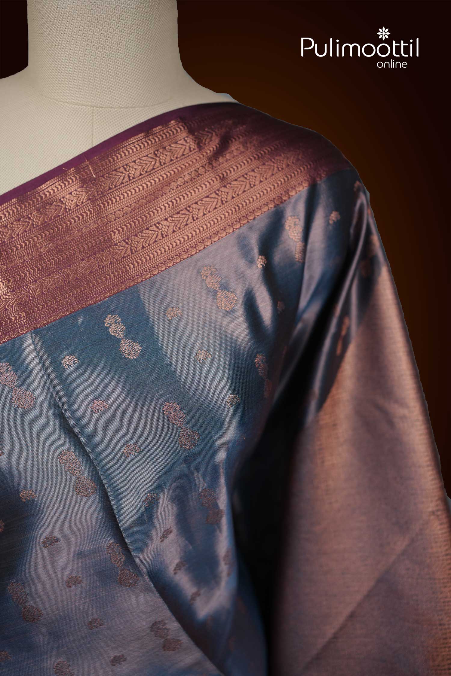 Grey Colour Tissue Semi Silk Saree.