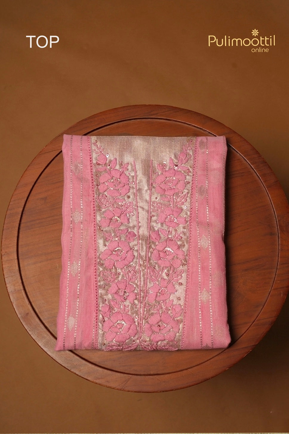 Baby Pink Semi Chanderi Unstitched Salwar Set