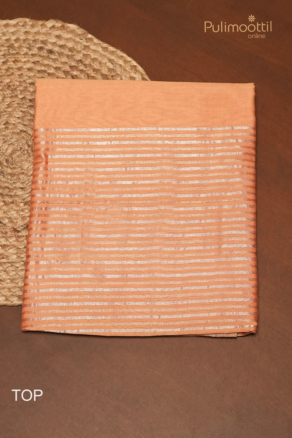 Carrot Peach Chanderi Unstitched Salwar Set