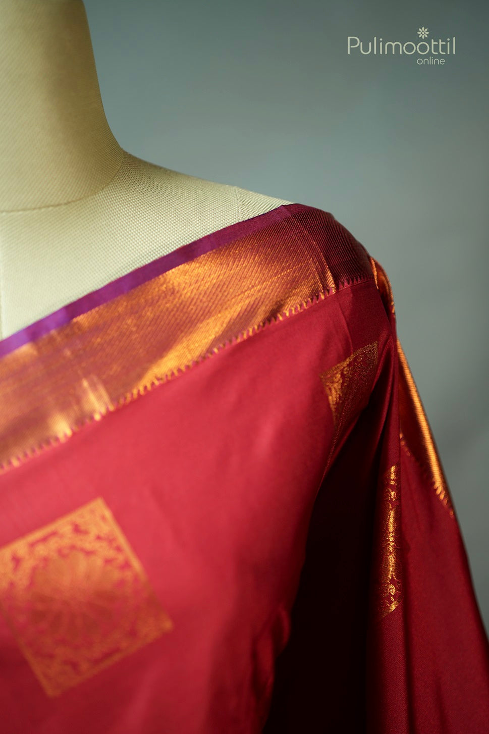 Saffron Red Colour Semi Silk Saree
