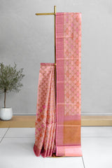 Peach Pink Color Tussar Silk Saree