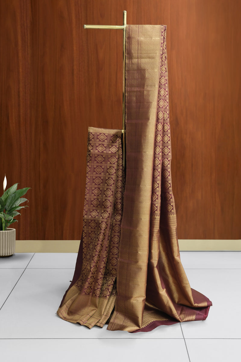 Dark Maroon Color Kanchipuram Saree