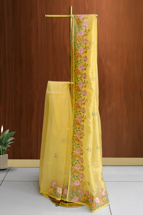 Yellow Color Organza Saree