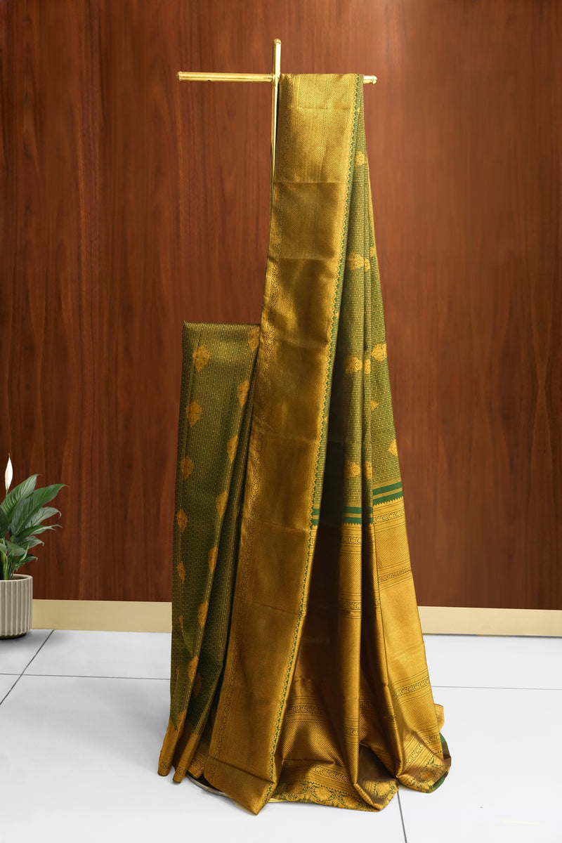 Dark Green Color Kanchipuram Brocade Saree