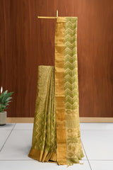 Green Color Jute Silk Saree