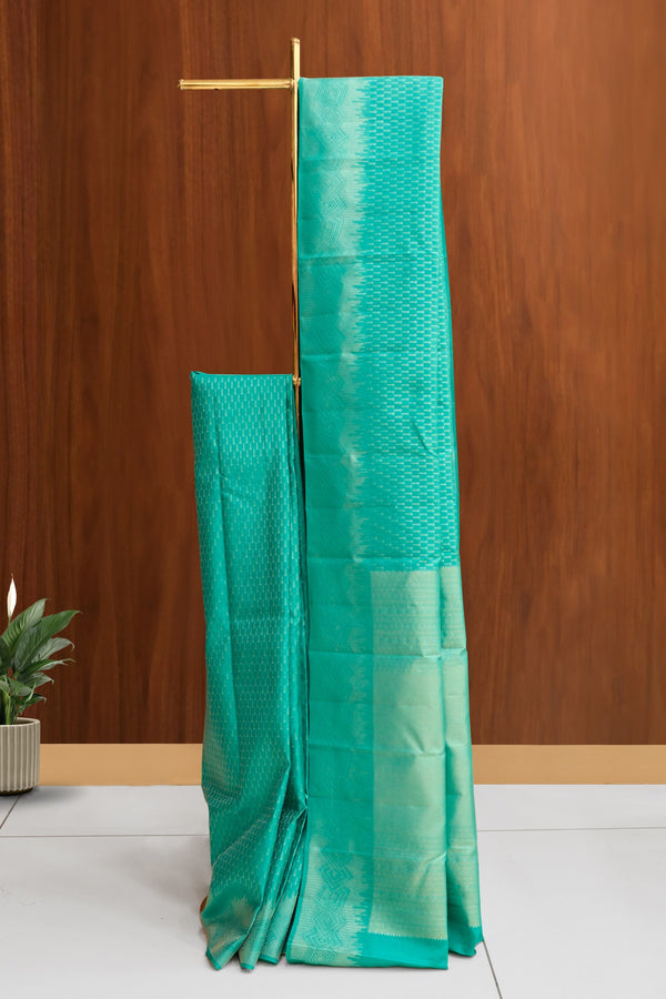 Blue–Green Color Kanchipuram Soft Silk Saree