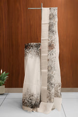 Cream Color Printed Organza Saree