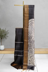 Black Color Tussar Silk Saree