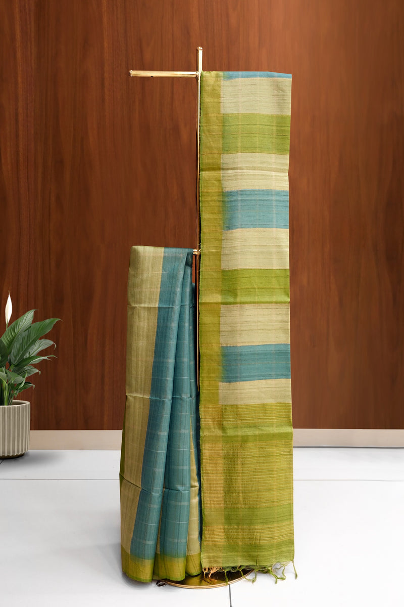 Multi Color Tussar Silk Saree