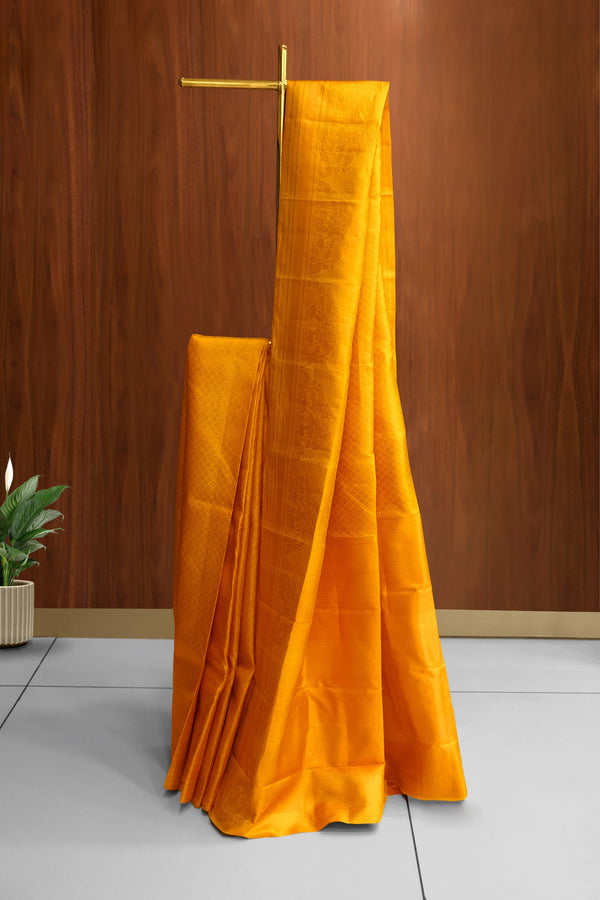 Mango Yellow Kanchipuram Brocade Saree