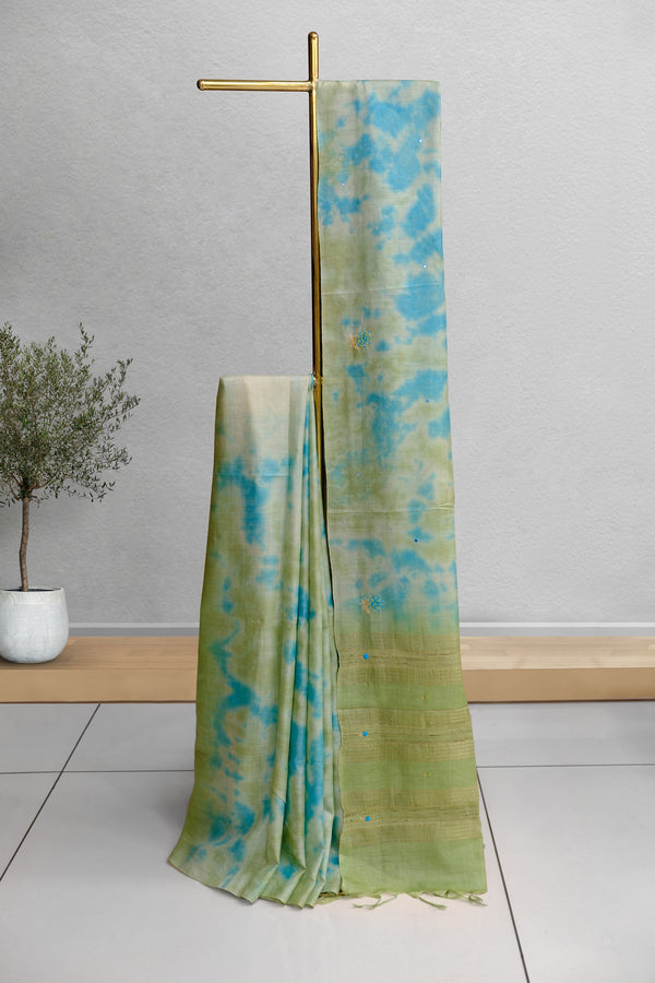 Double Color Tussar Silk Saree