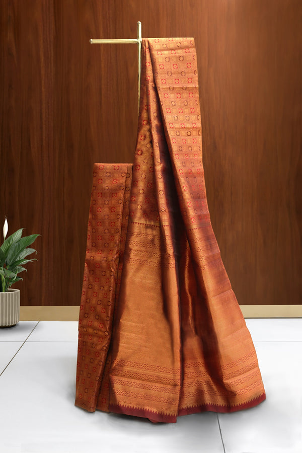 Maroon Kanchipuram Brocade Saree