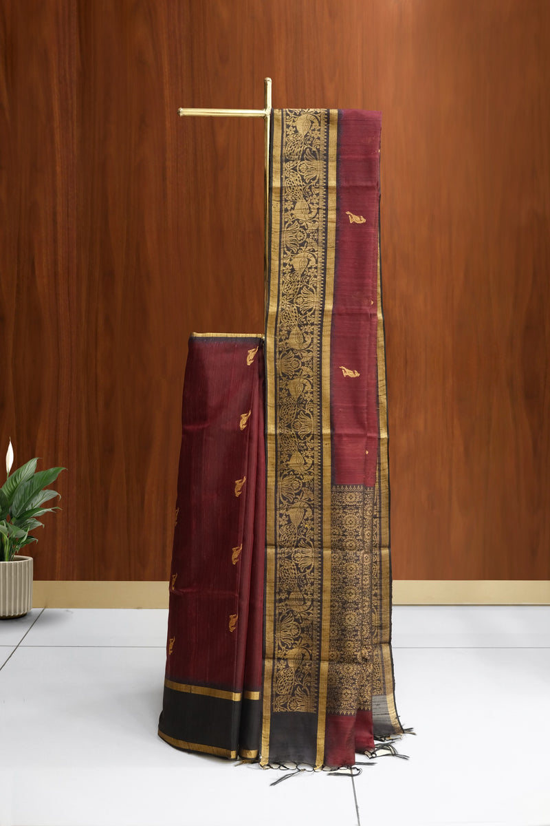 Maroon Color Jute Silk Saree