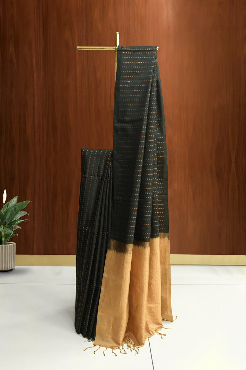 Black Kanchipuram Soft Silk Saree