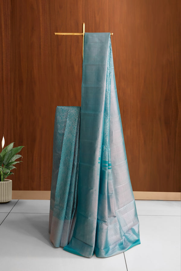 Stera Blue Color Kanchipuram Brocade Saree