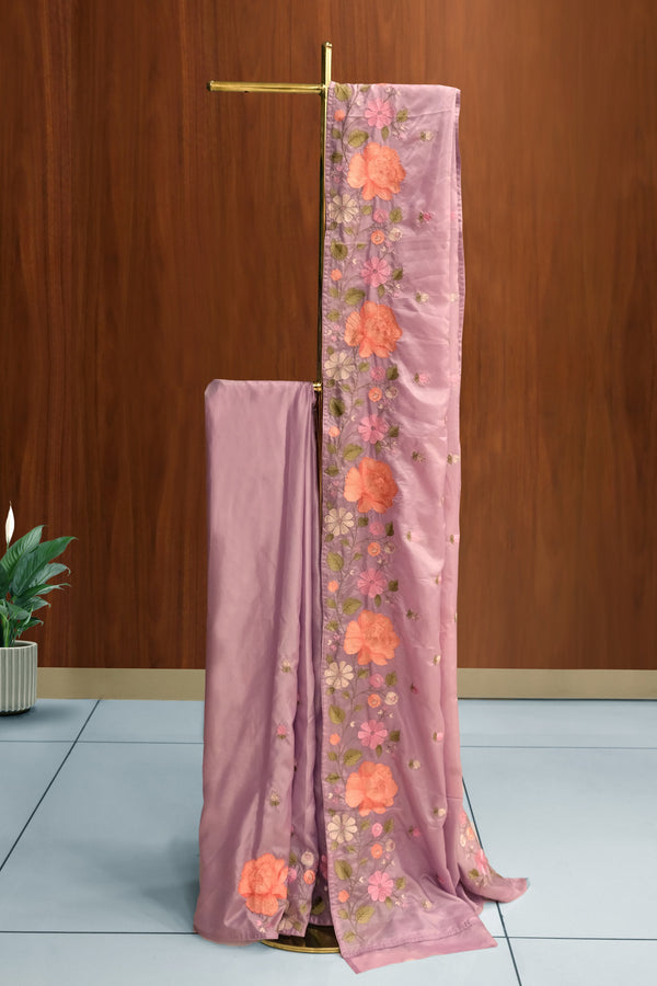 Lavender Color Organza Silk Saree