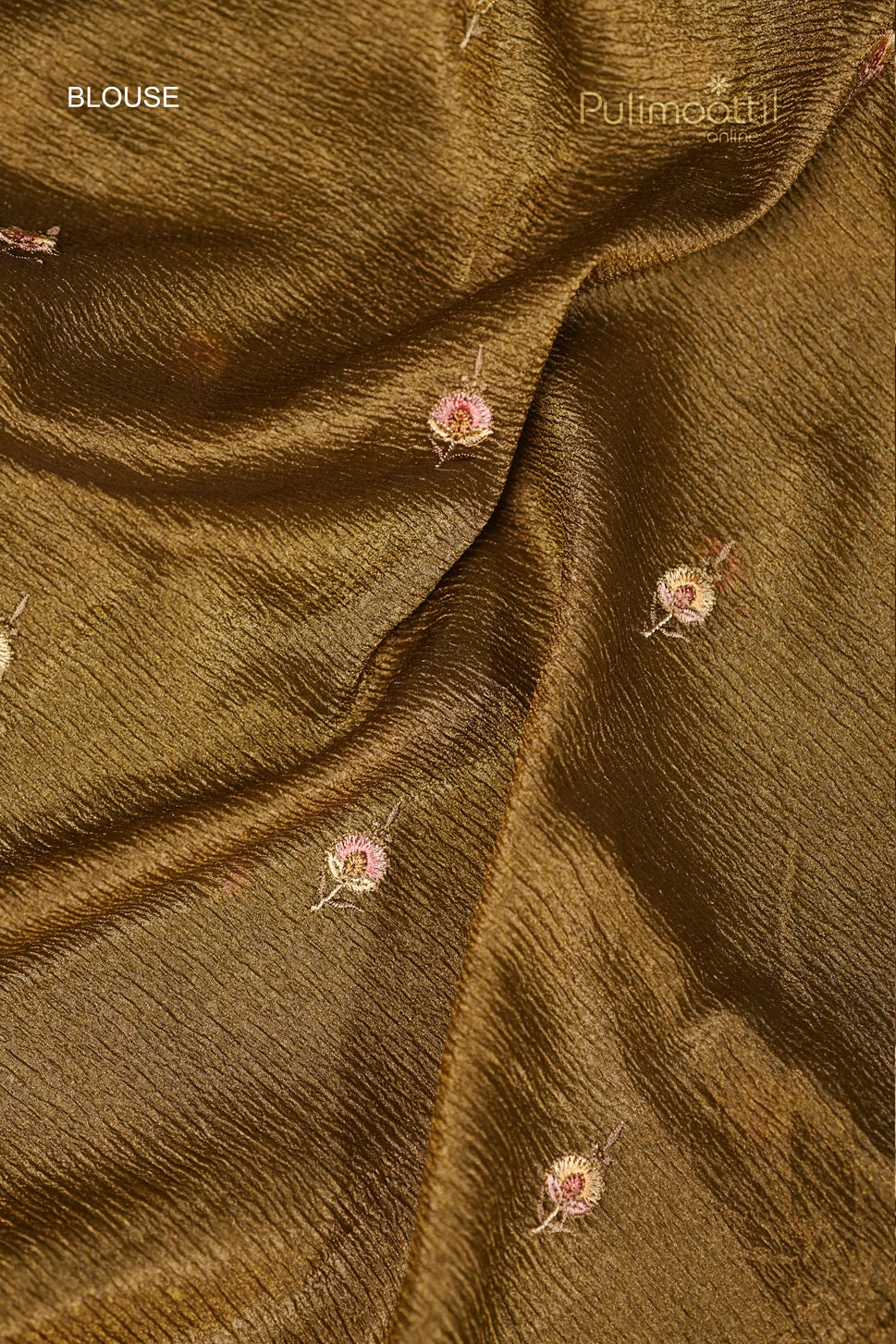 Olive Green Colour shimmer Crushed Organza Fancy Saree