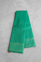 Blue–Green Color Kanchipuram Soft Silk Saree