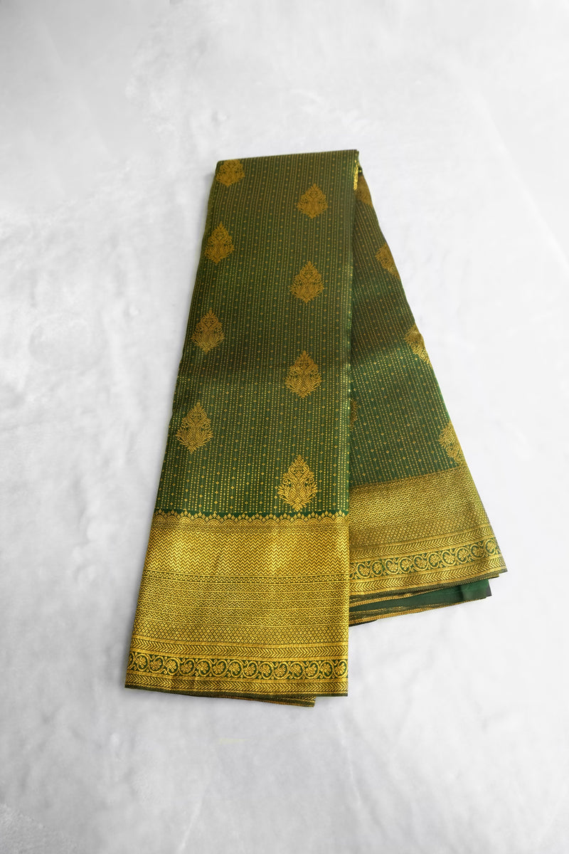 Dark Green Color Kanchipuram Brocade Saree