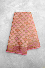 Peach Pink Color Tussar Silk Saree