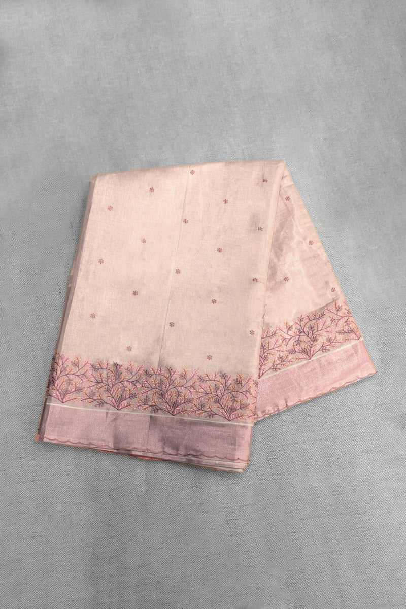 Rose Gold Color Kerala Powerloom Saree