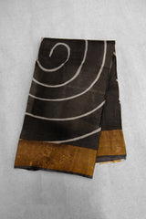 Black Color Tussar Silk Saree