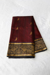 Maroon Color Jute Silk Saree