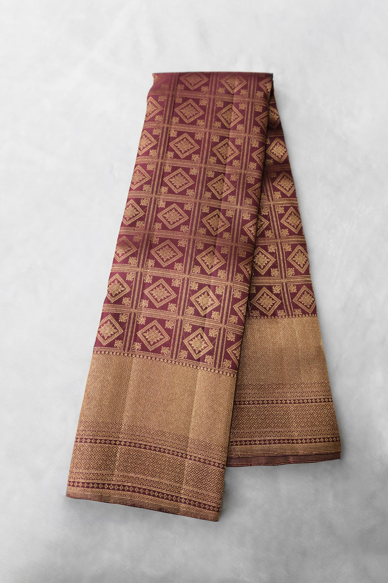 Dark Maroon Color Kanchipuram Saree