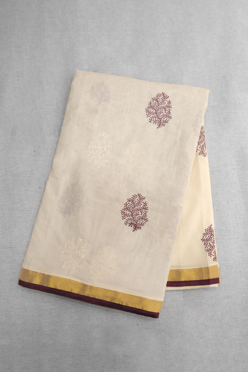 Thread Worked Kerala Powerloom Cotton Saree