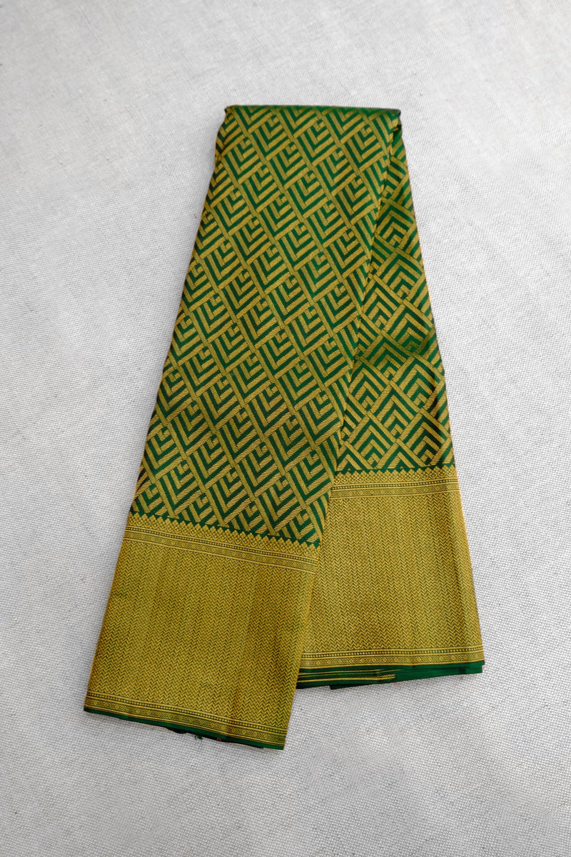 Dark Green Color Kanchipuram Brocade Saree