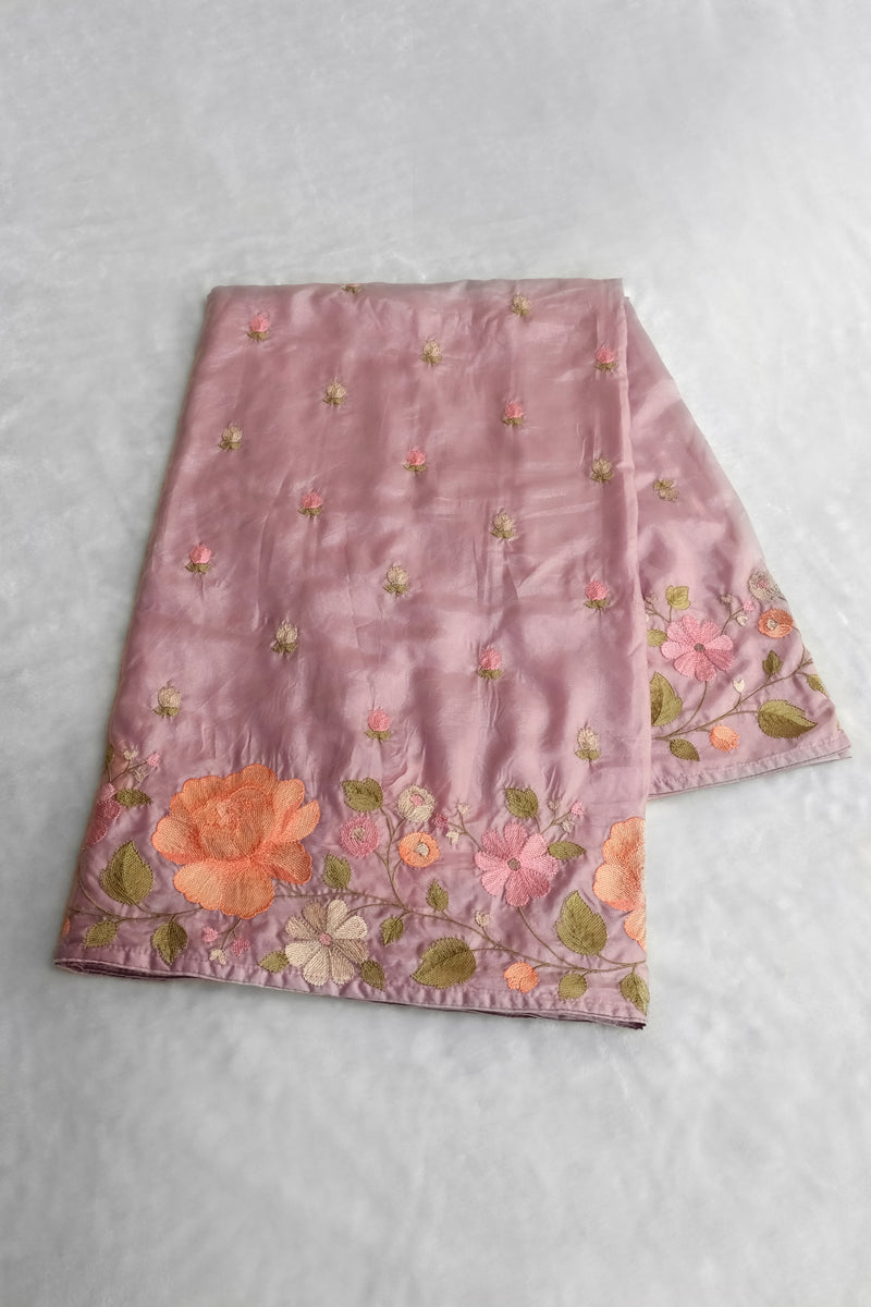 Lavender Color Organza Silk Saree