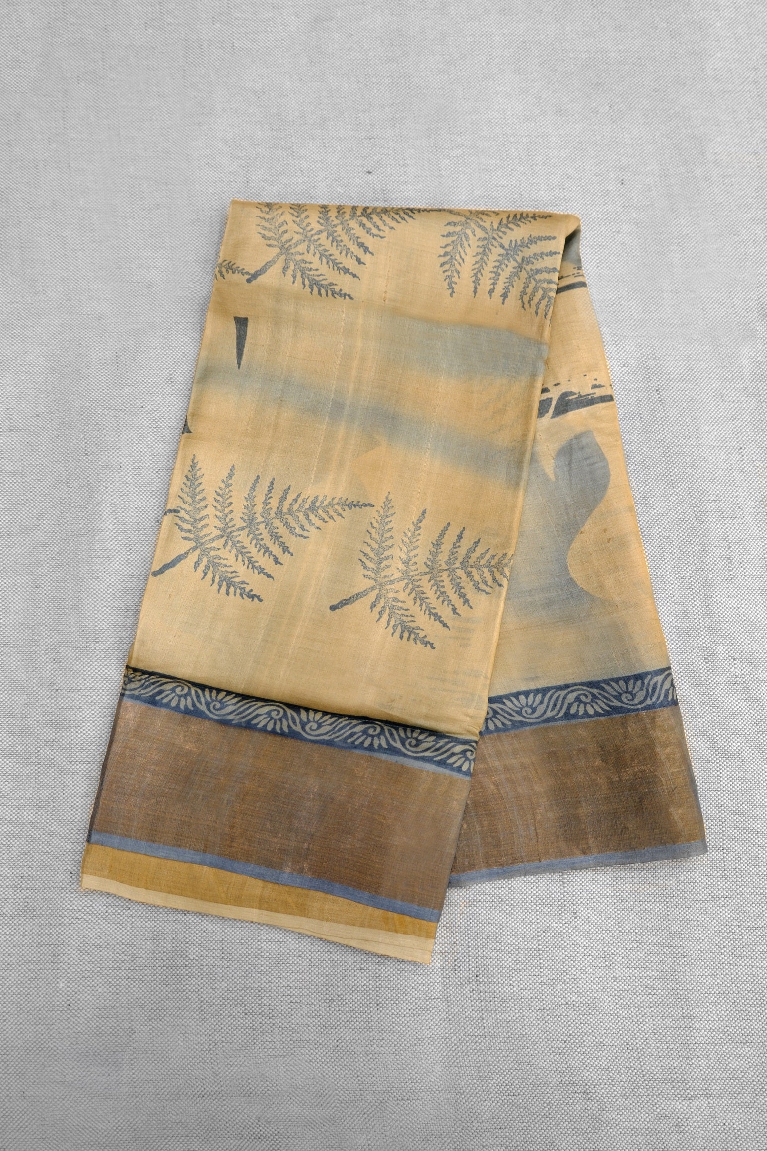 Chiku Color Tussar Silk Saree