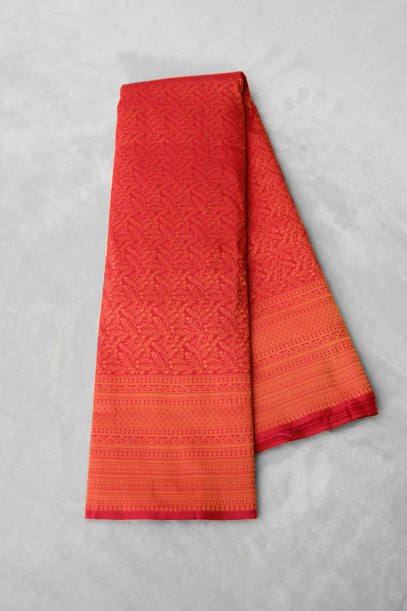 Reddish Pink Color Kanchipuram Brocade Saree