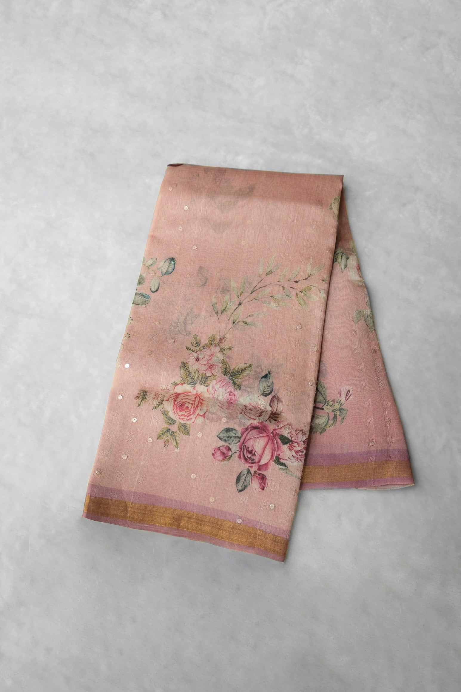 Light Pink Color Tussar Organza Saree