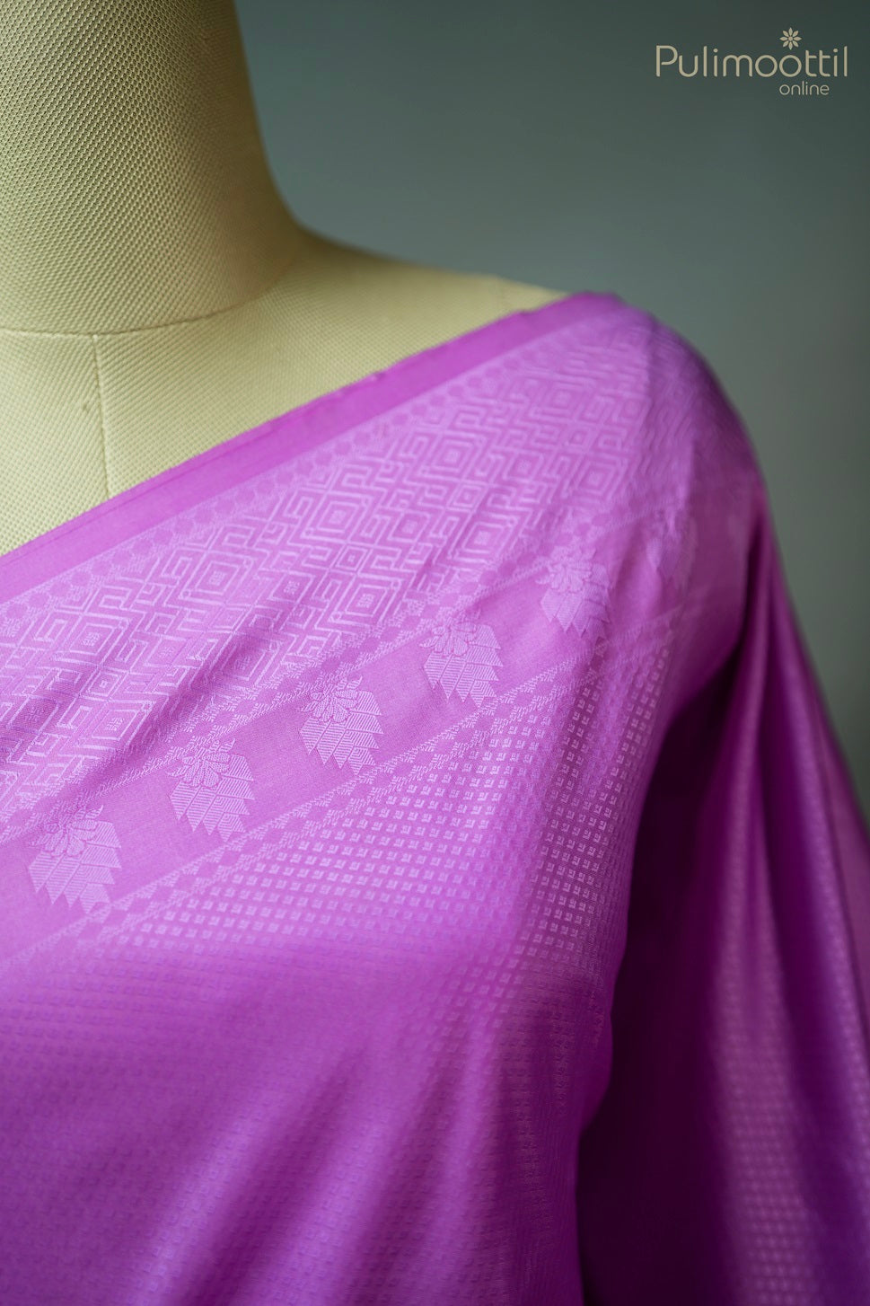 Lavender Colour Soft Print Semi Silk Saree