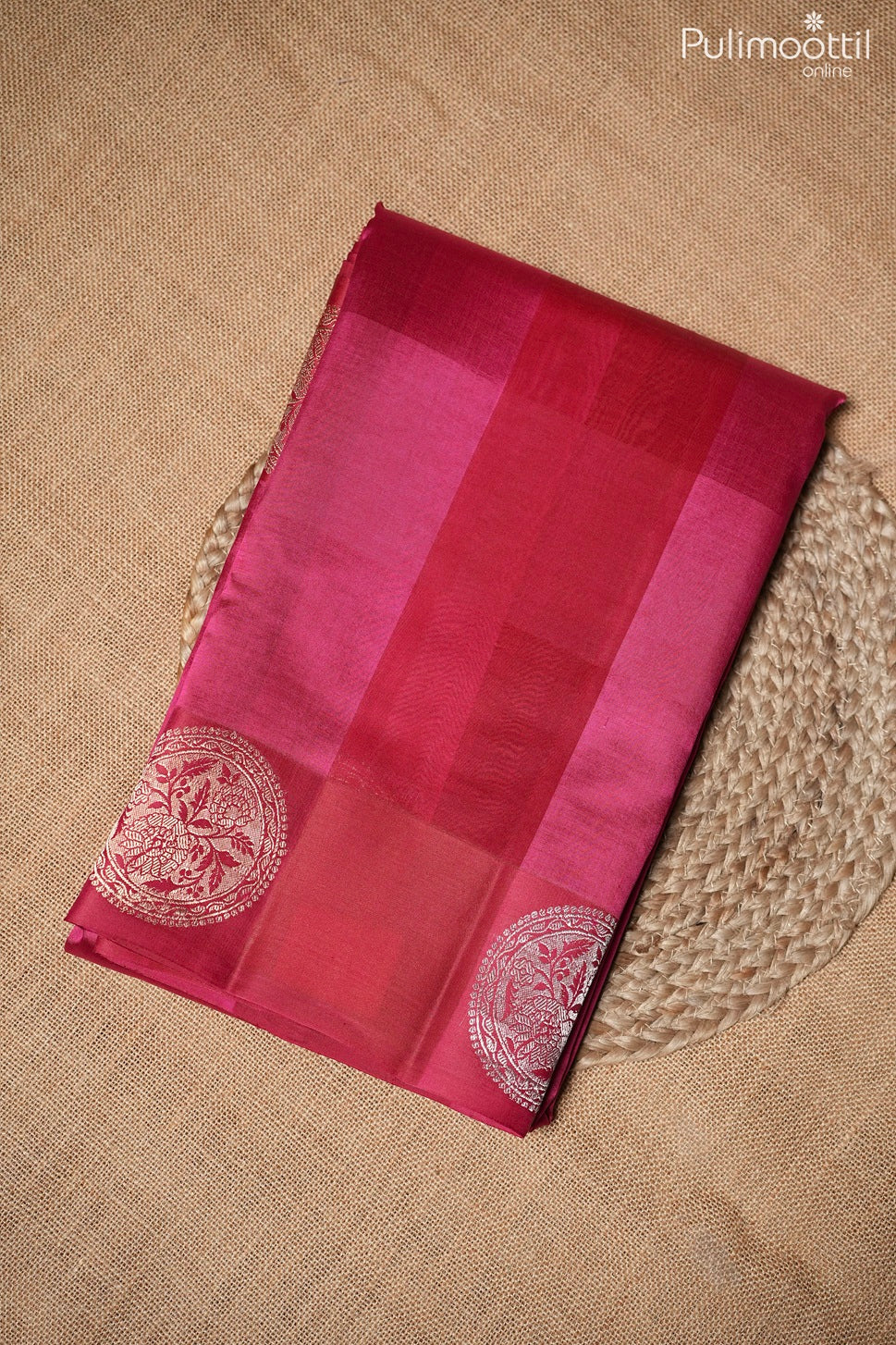 Dark pink color Mango silk saree