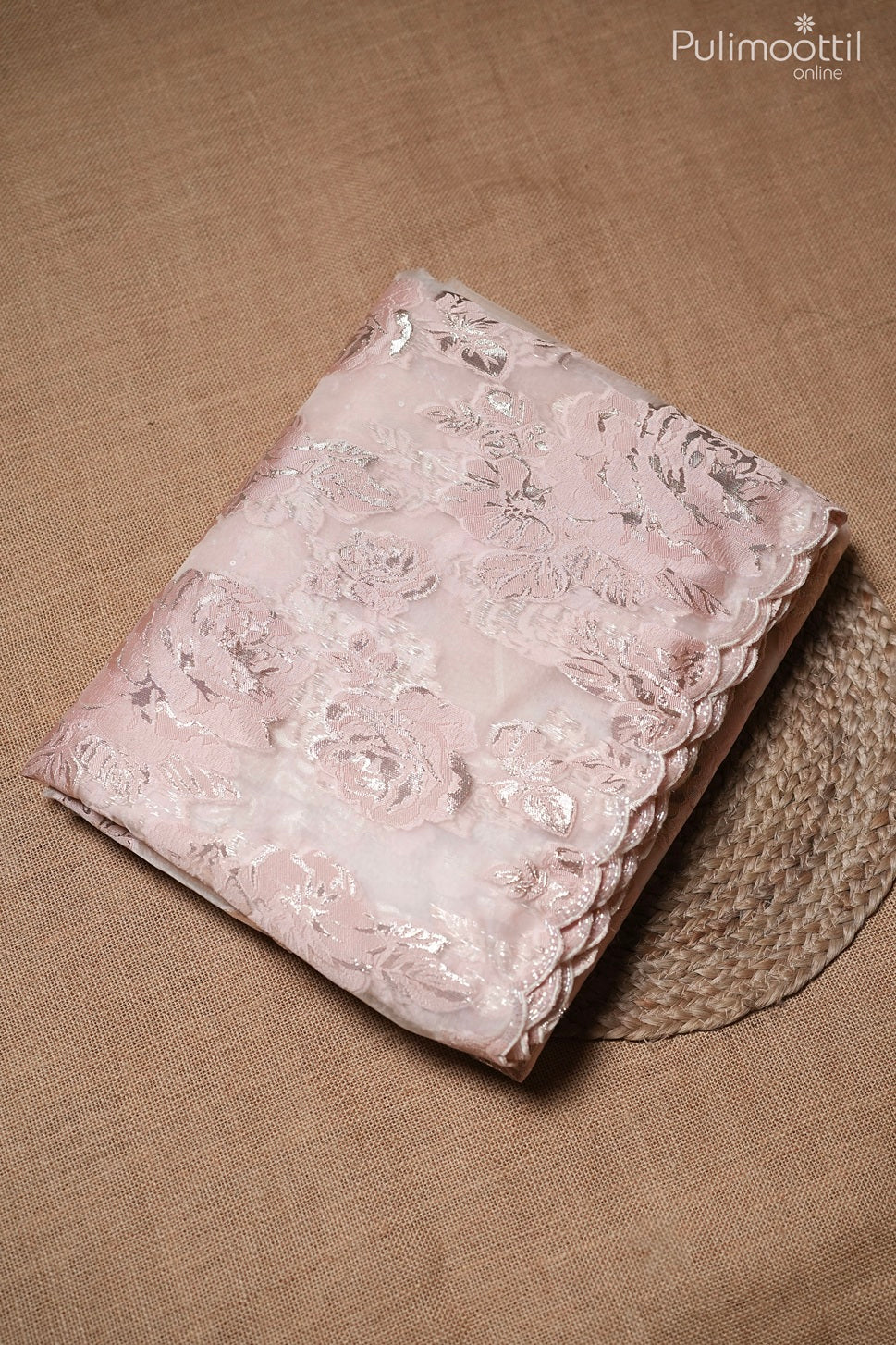 Light peach color Turkish organza fancy saree