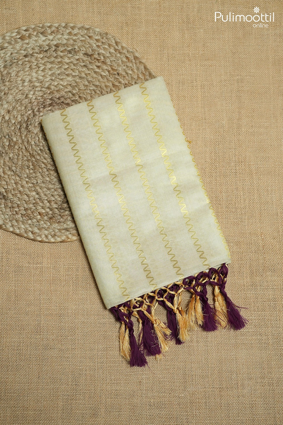 Kerala traditional golden tissue set saree