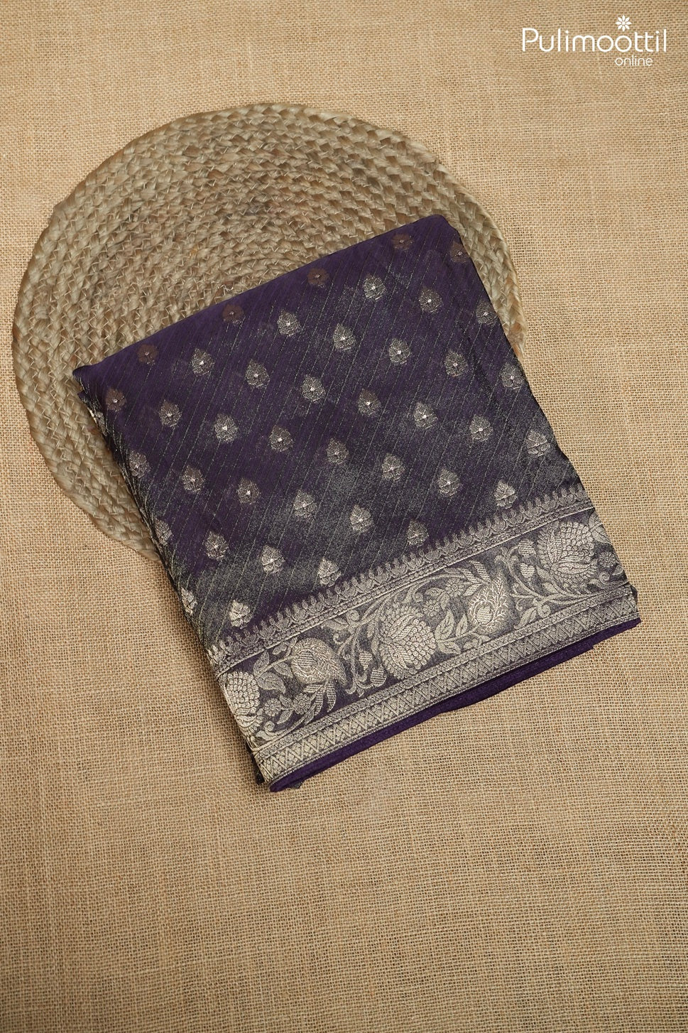 Dark violet color golden tissue Banarasi saree