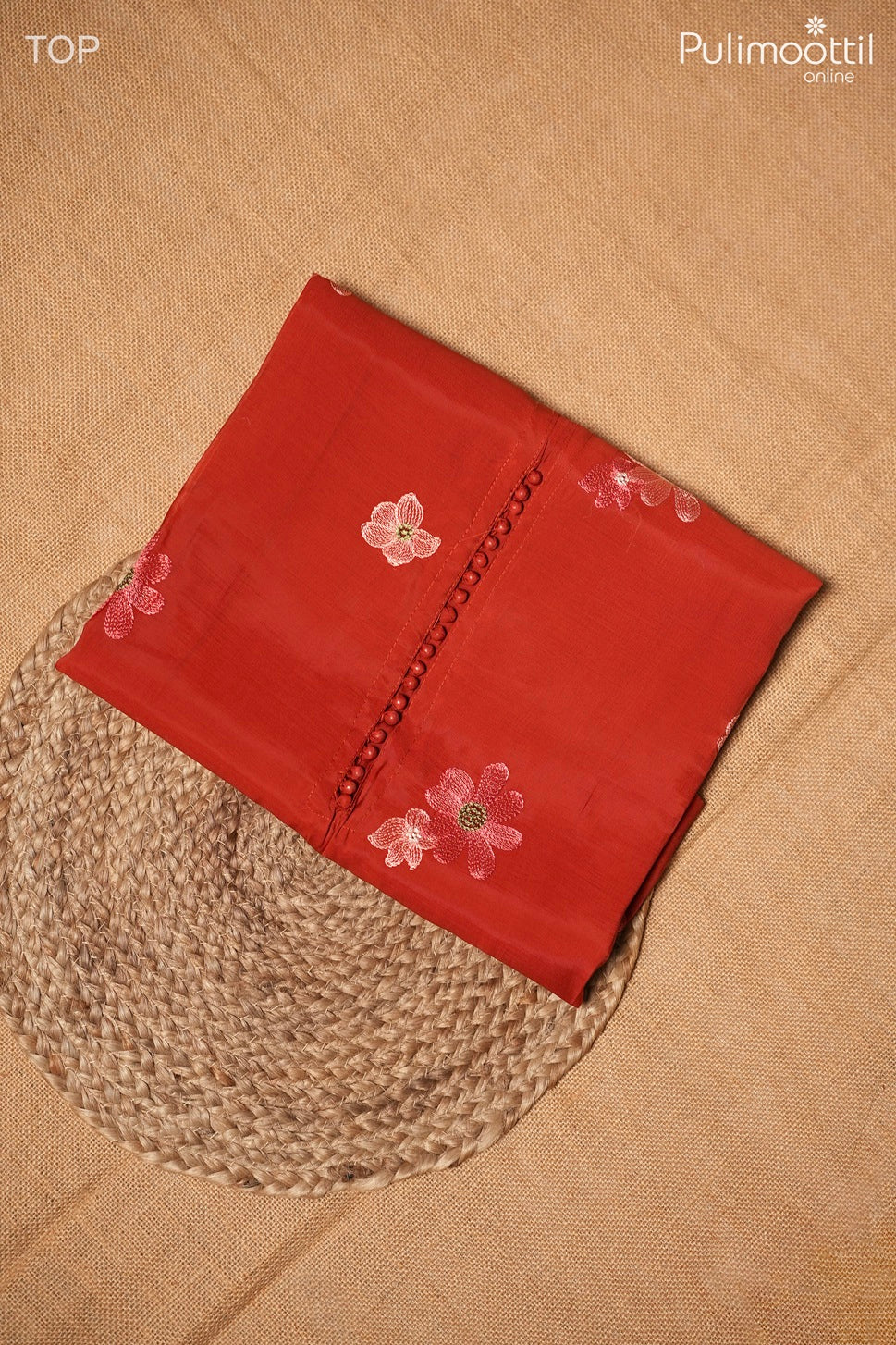 BRICK COLOR BLENDED CHANDERI UNSTITCHED SALWAR SET