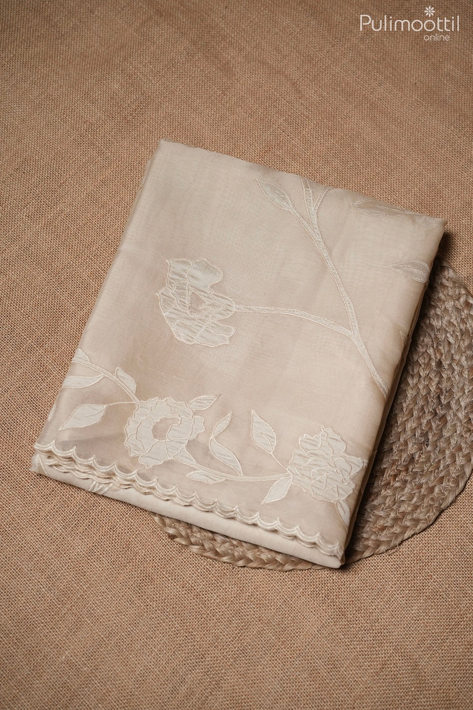 Ivory color organza saree
